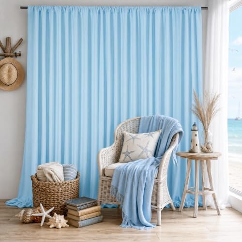 Baby Blue/Light Blue Backdrop Curtains 20ftx10ft Polyester Photo Drapes by SoarDream