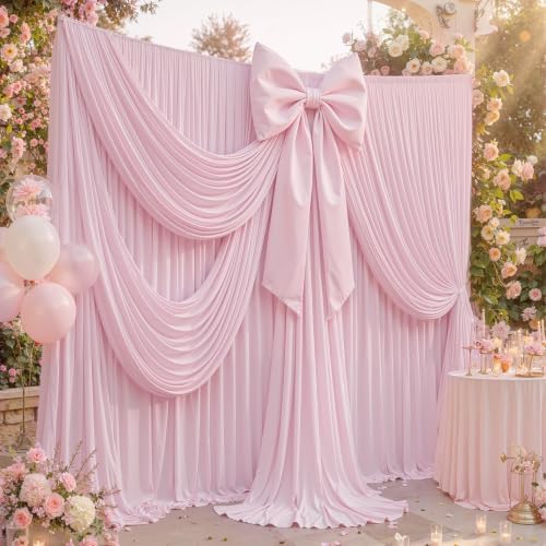 10x12 ft Light Pink Backdrop Curtains for Weddings, Birthdays and Photos - Image 6