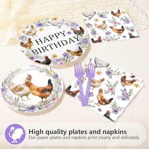 96 Pcs Chicken Themed Birthday Party Decorations, Serves 24 - Image 3