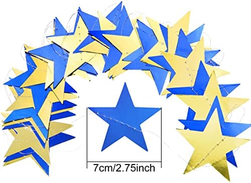 Patelai 130 ft Star Garland Banner Decor,Blue, Gold - Image 3