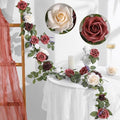 Garisey 5FT Burgundy Ivory Artificial Rose Garland for Wedding Arch Table by Garisey