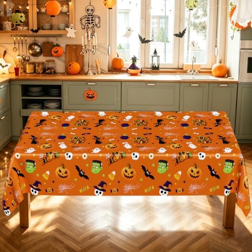 4 Pack Halloween Table Cloths 54" x 108" Plastic Purple Orange Tablecovers - Image 7