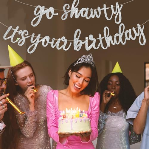 BEISHIDA Silver Pre-Strung Go Shawty It's Your Birthday Banner Decor - Image 6