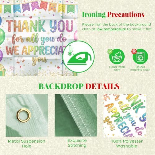 We Appreciate You Banner Decorations Set,Wihte Thank You for All You Do Backdrop with Honeycomb Centerpieces and Hanging Swirls, Office Employee Staff Teacher Appreciation Party Supplies Kit - Image 5