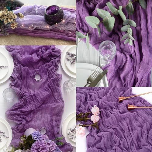20 Pack Purple Cheesecloth Table Runner 10FT Boho Fabric Rustic Cheese Cloth Table Runner for Wedding Bridal Shower Baby Shower Gauze Sheer Birthday Party Table Decorations 20 x 120 Inch Long - Image 6