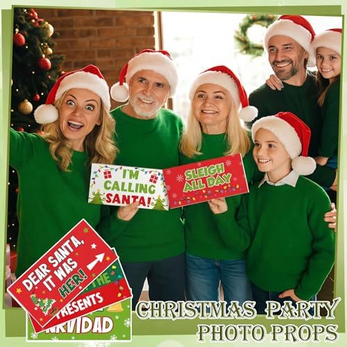 Beeveer 24 Pcs Lime Green Christmas Photo Booth Props, Monster Christmas - Image 5