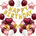 Burgundy Birthday Decorations for Women Burgundy Rose Gold Birthday Balloon by BTZO