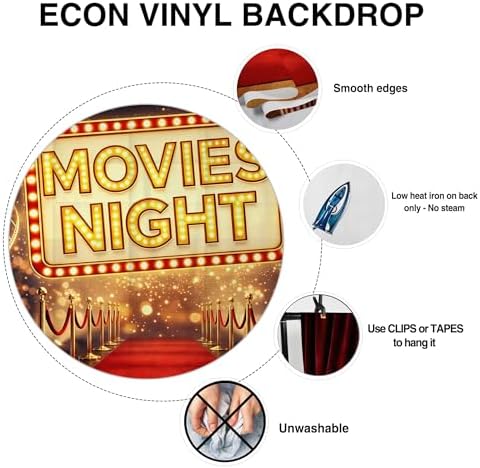 Allenjoy Movie Night Party Birthday Decorations Set - 13 Piece Kit with 59"x35" Backdrop, 12 Photo Booth Props, Decor Supplies, Favors for Men Women Boyfriend Girlfriend Husband Wife - Image 3