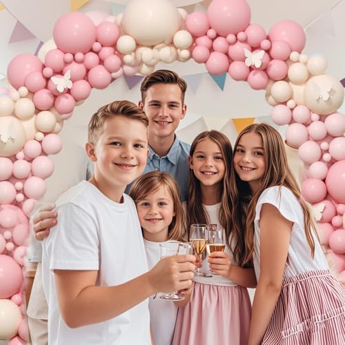 412Pcs Pink Balloon Arch Garland Kit,18 12 10 5 Inch Pink White Balloon Arch Garland Kit Include Nude Balloons for Birthday Shower Princess Theme Party Wedding Decorations - Image 7