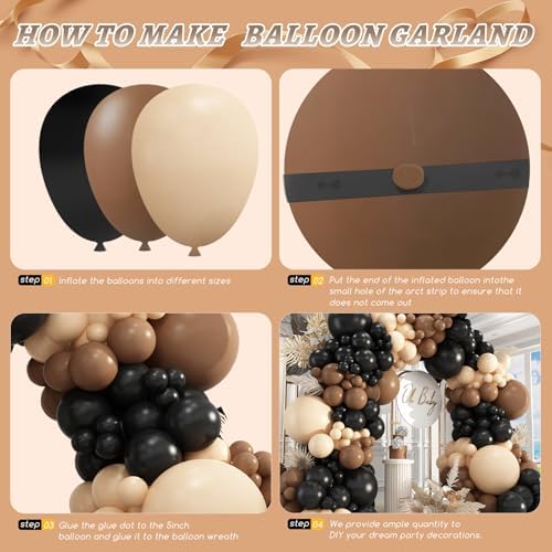 412Pcs Brown Black Nude Balloon Garland Arch Kit, 18 12 10 5 inch Different Size Latex Balloons for Boy First Rodeo Wild West Country Birthday Farm Fiesta Party Decorations - Image 3