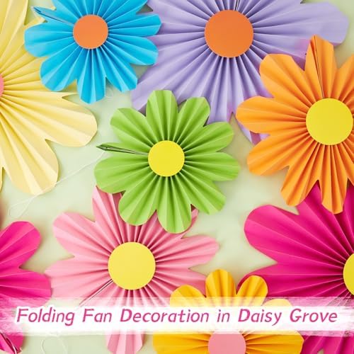 Rainbow Paper Fans Paper Lanterns Party Paper Flowers for Wall 8-14inch - Image 4
