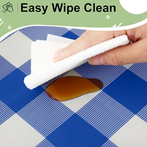 misaya 12 Packs Blue White Buffalo Gingham Plastic Disposable Table Cloth - Image 5