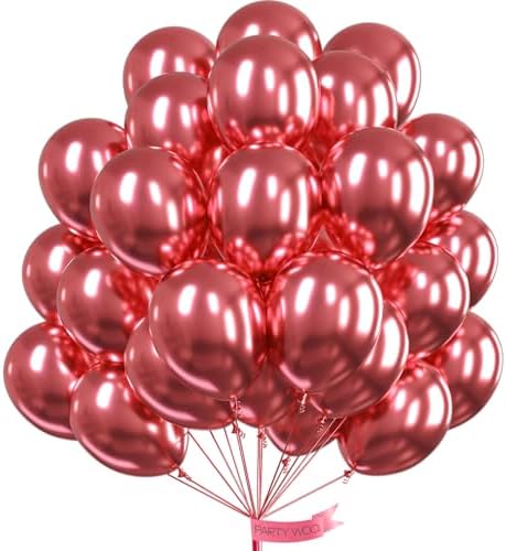 PartyWoo Metallic Pink Balloons 50pcs Chrome Hot Pink Magenta Fuchsia Color by PartyWoo