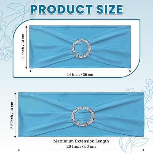 MDS Pack of 125 Spandex Chair Sashes for Wedding Party & Event – Blue - Image 2