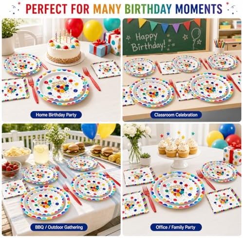 Birthday Party Supplies for 24 Guests – 96-Piece Disposable Party Tableware Set with Plates, Birthday Plates and Napkins, Forks, Colorful Balloons Party Supplies, Heavy Duty for Kids & Adults - Image 5