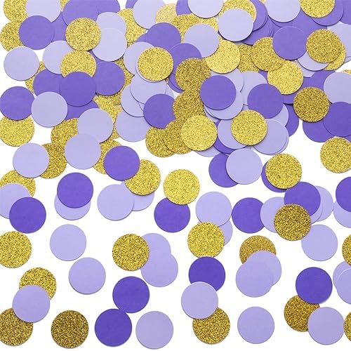 MOWO Gold Purple and Lavender Confetti Table Decoration, 1.2'', 200pc by MOWO