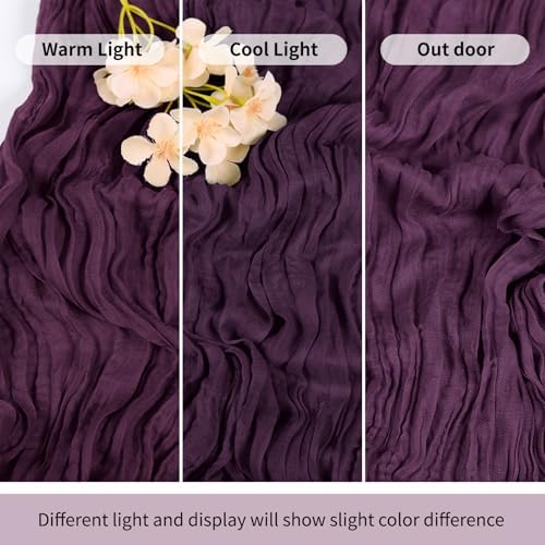 6 Pack Dark Purple Cheesecloth Table Runner 17x108 Inch Semi Sheer Boho Gauze Cheese Cloth Fabric Table Runners Table Decor for Wedding Party Baby Shower Birthday Home Decor Garden Farmhouse - Image 7