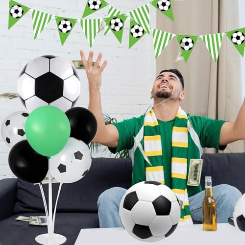 Naozinebi 4 Sets Soccer Birthday Party Balloons Stand Kit Party Decor - Image 5