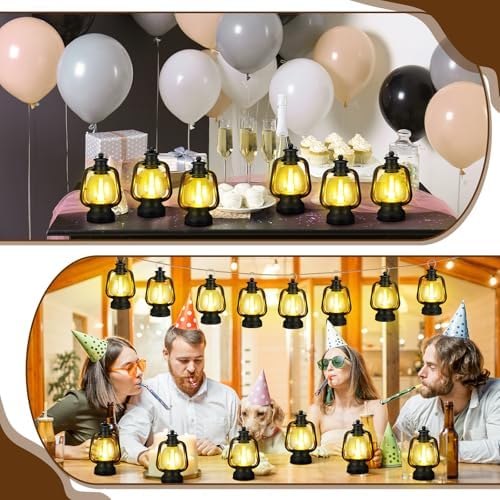 Ferraycle 6 Pcs Mini Lanterns Bulk 6 Inch Black Lamp Table Centerpieces - Image 5