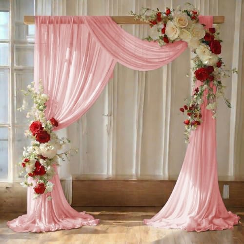 Pack of 2 Wedding Arch Drape Panel Fabric 30" x 50ft - Dusty Rose by MDS