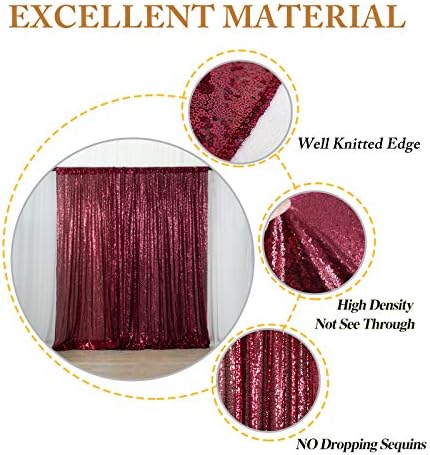 ShinyBeauty Burgundy Backdrop for Party 8X8FT Sequin-Backdrop-Curtain Shimmer Wall Photo Backdrops Maroon Curtains Backgrouns Christmas Decorations - Image 3