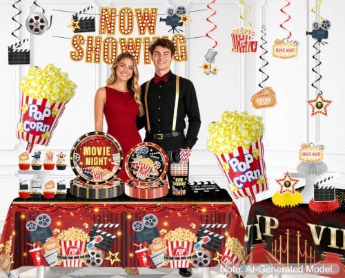 199pcs Movie Night Supplies, Convenient Tableware Set Serves 25 - Image 3