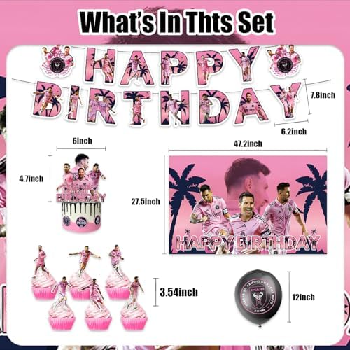 42Pack Messi Soccer Birthday Party Supplies Pack Includes，Banner，Cake Topper，Blackdrop,Balloons for party supplies (Green10) - Image 3