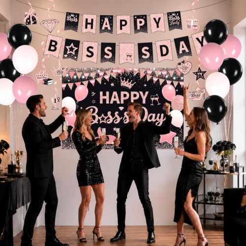 Rose Gold Happy Boss’s Day Party Decorations for Boss Lady - Image 4