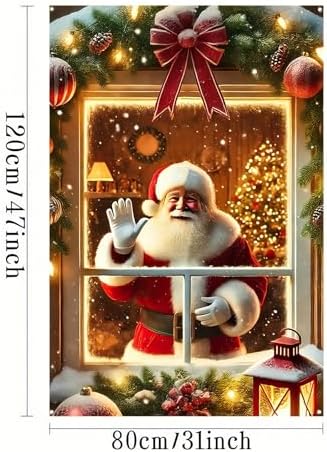 BlissYard Waving Santa Claus Christmas Window Banner 31x47 - Image 2