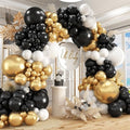 412Pcs Black and Gold Balloons,18 12 10 5 Inch Different Size Black White Metallic Gold Latex Balloons for Graduation Birthday Wedding Party Decorations by PAXILE
