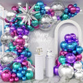 Disco Balloons Garland Arch Kit - 22 18 12 10 5 inch Metallic Purple Blue Hot Pink Green Silver Chrome Disco Balloon with for Birthday Sing Themed 70S 80S 90S Bachelorette Party Decorations by Unknown