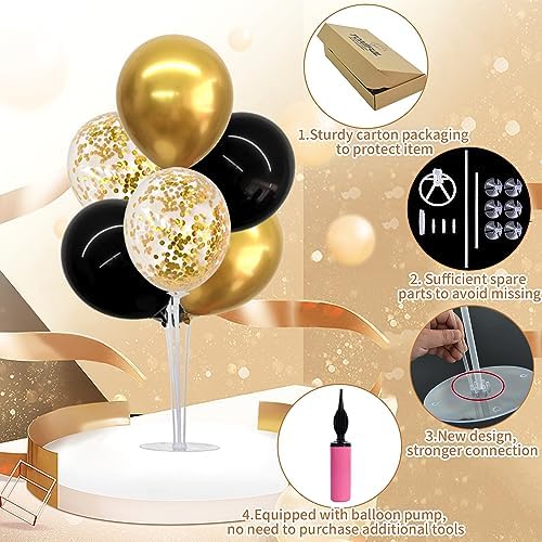 TONIFUL 4 Set Black Gold Balloon Stand Balloon Centerpieces for Table - Image 4