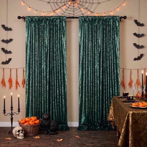 Green Sequin Backdrop Curtains,4 Panels 2FTx8FT Curtain Backdrop for Party - Image 3