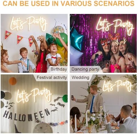Custom Let's Party Neon Signs Large sign with Dimmer for Bachelorette Party Engagement Party First Birthday Favors, Birthday Party, Wedding 40X20inchs (Medium) - Image 3