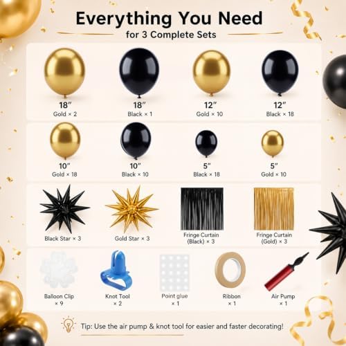 Blueweenly 3 Sets Black and Gold Column Stand Kit, Roaring Halloween Decor - Image 2