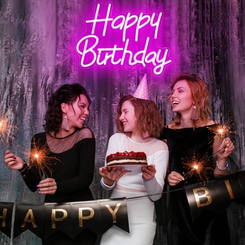 Happy Birthday Neon Signs for Party Decor Dimmable LED Birthday Neon Light for Wall Decor Light Up Happy Birthday Led Signs for Backdrop Birthday Any Ages Bday Celebration Decoration, Pink - Image 6