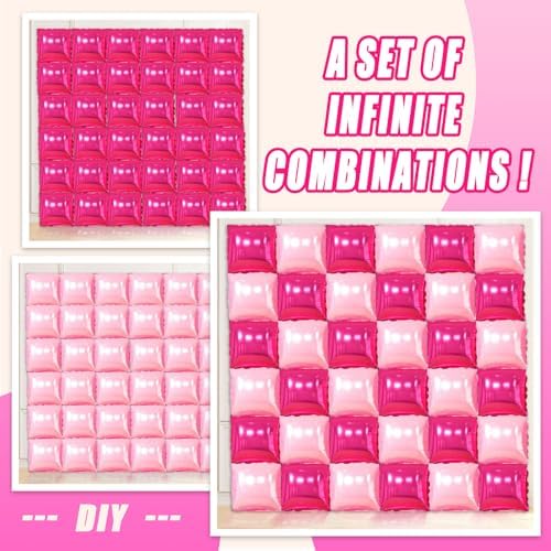 36 Pcs Hot Pink Double Sided Square Foil Balloon Wall Backdrop Metallic Pink Balloons Backdrop Tunnel Arch Kit Mylar Square Balloons for Bachelorette Engagement Wedding Birthday Party Decorations - Image 7