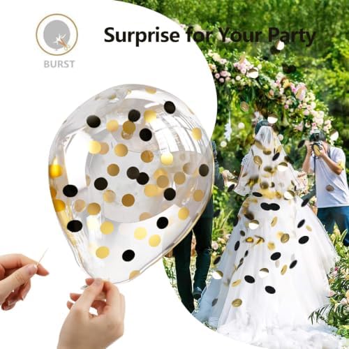 Bezente Black Gold Confetti Latex Balloons 60 Pack 12 inch - Image 7