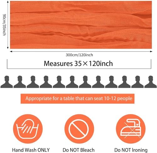 12 Pack Cheesecloth Table Runner, 35 x 120 Inch Boho Orange Cheese Cloth Table Runner 10 ft Gauze Table Runners for Wedding Baby Shower Party Birthday Home Decorations - Image 4