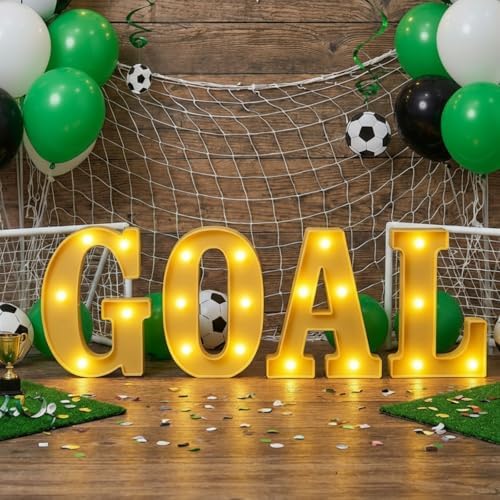 Honoson 4 Pcs Soccer Party Decorations Goal LED Lights Sign Table Decor - Image 6