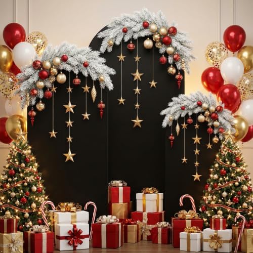 Set of 3 Wedding Arch Backdrop Stand,4+5+6 FT，Small Metal Arch Frame with 3 Black Backdrop Covers,Easy Setup for Birthday Baby Shower Anniversary Dessert Table Decoration - Image 4