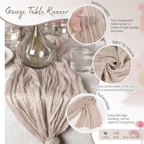 30 Pack Rosy Brown Cheesecloth Table Runner 17x108 Inches Boho Home Decor - Image 3