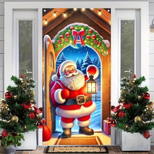 BlissYard Christmas Door Cover Cozy Cabin 35x71 Inch Polyester - Image 4