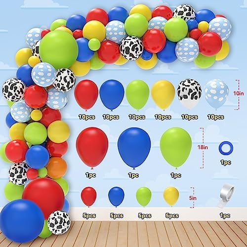 Two Infinity and Beyond Birthday Decorations - 105 Pcs Toy Inspired Story 2nd Birthday Party Supplies Include Banner, Balloons, Backdrop Film, Balloon Cake Topper, Tablecloth - Image 2