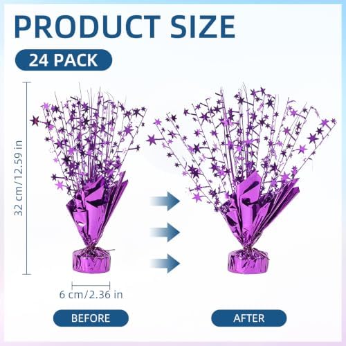 24 Pack Purple Metallic Foil Spray Centerpiece Star Table Decoration Burst Table Centerpieces for Birthday Graduation New Year Halloween Party Supply (Purple) - Image 3