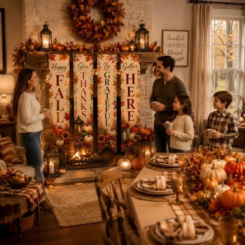 Thanksgiving Decorations - 4 PCS Vertical Fall Harvest Hanging Banners - Image 6