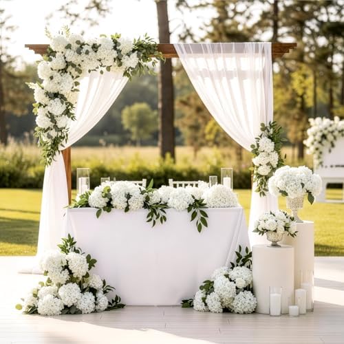 Auihiay 64Pcs Hydrangea Artificial Flowers Bulk, Silk White Hydrangeas - Image 2