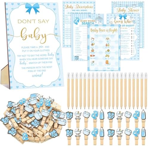 Patelai 321 Pcs Baby Shower Games Supplies, Boy by Patelai