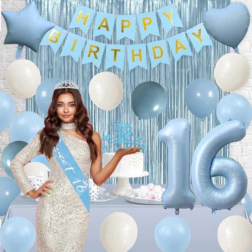 Trgowaul Light Blue Sweet 16th Birthday Decorations for Girls - Image 6