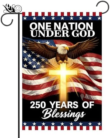 250th Anniversary 4th of July Garden Flag, Patriotic Religious American Eagle Cross Pattern Double Sided Yard Flag, 12x18 Inch Outdoor Decor for Independence Day Lawn Patio Home by Unknown